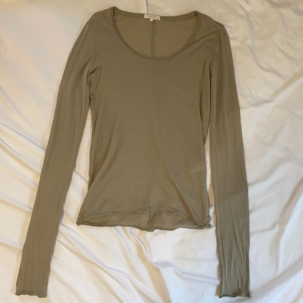 Rag and Bone Green Long-Sleeve Shirt Size P